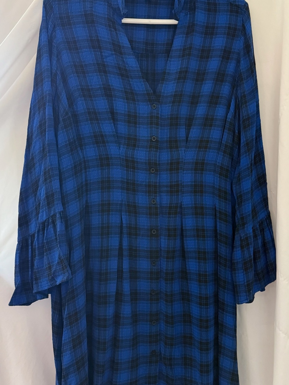 torrid Blue and Black Long Sleeve Plaid Dress